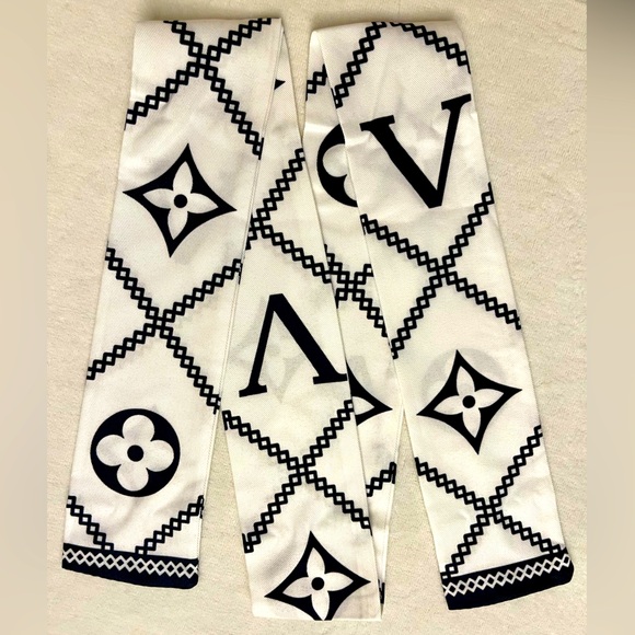 Black Script Monogram Twilly Bandeau Scarf - Picture 3 of 3